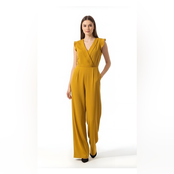 0101 Elegant Mustard Sleeveless Jumpsuit - Picture 15 of 16